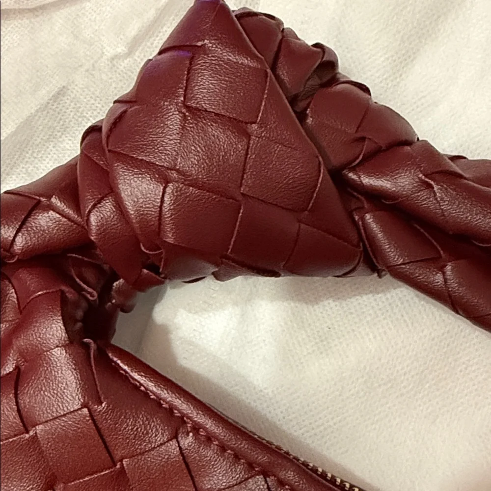 NWOT Woven Faux Leather Knotted Hobo Bag in Burgundy & Zippered Shoulder Handbag